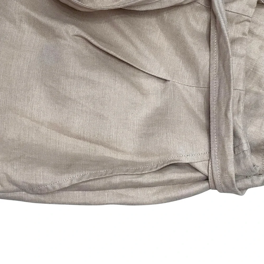 Wilfred Brax Jumpsuit Beige Size 8 Linen Blend Wide Legs Wrap Front Tie Waist